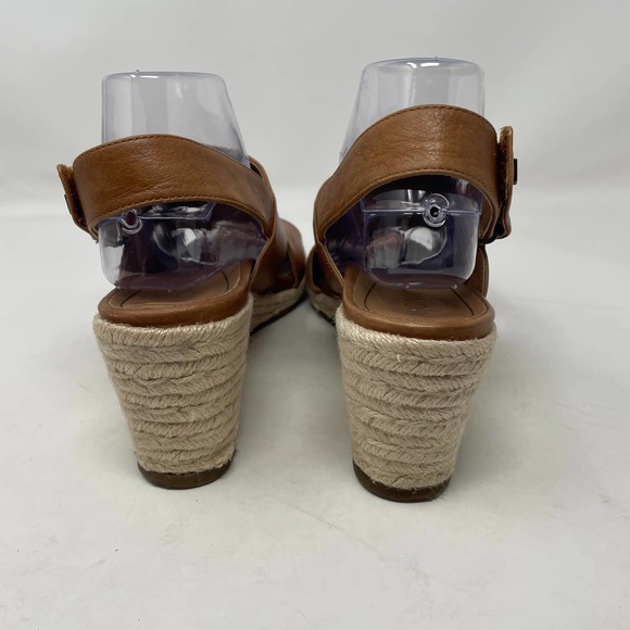 Vionic Brown Toffee Zamar Espadrille Wedge Crossover Leather Sandals Size US 9.5 - Picture 7 of 13